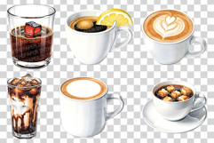 Watercolor Coffee | Latte Espresso Cappuccino Mocha Iced PNG Product Image 6