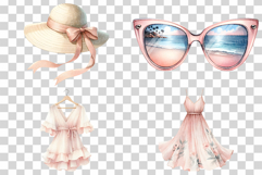 Pink Summer Vacation | Watercolor Beach Travel Holiday PNG Product Image 6