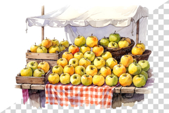 Gloden Apple | Watercolor yellow fruit fresh juicy PNG Product Image 6