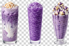 Ube Drink in Glass | Watercolor Clipart PNG Purple Iced Latte Product Image 6
