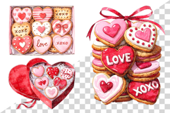 Valentine Pink Heart Cookie | Watercolor dessert biscuit PNG Product Image 6