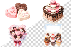 Cute Valentine Day Pink Chocolate | Watercolor dessert sweet Product Image 6