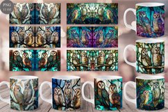 Stained Glass Owls Mug Sublimation Wrap 11 oz Product Image 1