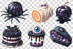 Halloween Gothic Dessert | Watercolor cup Cake donut ice PNG Product Image 6