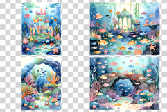 Underwater Digital Papers | Watercolor ocean sea coral fish Product Image 6