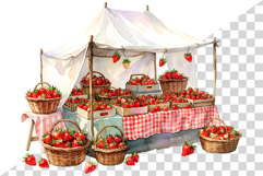 Strawberry | Watercolor fruit fresh juicy summer farm png Product Image 6