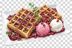 Pomegranate Dessert | Watercolor Clip Art PNG Fruit Cake Product Image 6