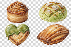 Bread PNG | Watercolor Bakery Food Bagel Baguette Pastry Product Image 6