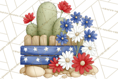 Patriotic Western Clipart, Whimsical Red White Blue Desert Product Image 2