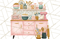 50s Retro Kitchen Clipart, Vintage 1950s Kitchen Appliances Product Image 2