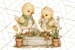 Vintage Spring Chicks Clipart, Cute Baby Chick Gardening Product Image 2