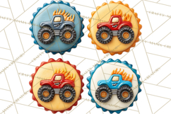 Monster Truck Birthday Party Clipart, Racing Celebration Png Product Image 2