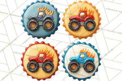 Monster Truck Birthday Party Clipart, Racing Celebration Png Product Image 2