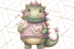 Valentine Dinosaur Clipart PNG, Cute Valentine Dinosaurs Product Image 2