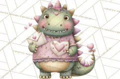 Valentine Dinosaur Clipart PNG, Cute Valentine Dinosaurs Product Image 2