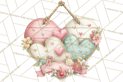 Rustic Valentine Decor Clipart, Burlap Heart PNG Product Image 3
