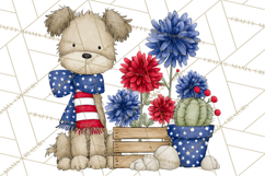 Patriotic Western Clipart, Whimsical Red White Blue Desert Product Image 3