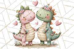 Valentine Dinosaur Clipart PNG, Cute Valentine Dinosaurs Product Image 3