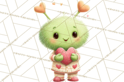 Green Alien Valentine Clipart PNG, Cute Alien Valentines Product Image 3