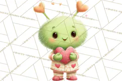 Green Alien Valentine Clipart PNG, Cute Alien Valentines Product Image 3