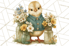 Vintage Spring Chicks Clipart, Cute Baby Chick Gardening Product Image 3