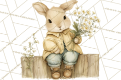 Vintage Spring Bunny Clipart, Whimsical Bunny Gardening Product Image 5