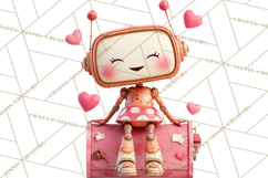 Valentine Robot Clipart PNG, Cute Valentine Robots, Kids Product Image 5