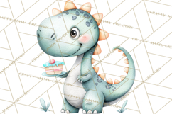 Dinosaur Birthday Clipart PNG, Watercolor Dino Birthday Product Image 5