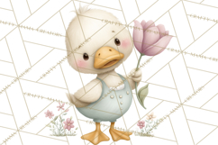 Spring Garden Animals Clipart, Cute Pastel Bunny Chick Lamb Product Image 2