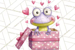 Valentine Frog Clipart PNG, Cute Valentine Frogs, Kids Product Image 2