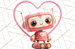 Valentine Robot Clipart PNG, Cute Valentine Robots, Kids Product Image 2