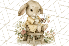 Vintage Spring Bunny Clipart, Whimsical Bunny Gardening Product Image 3