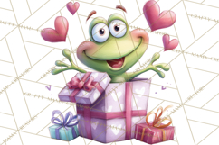 Valentine Frog Clipart PNG, Cute Valentine Frogs, Kids Product Image 3