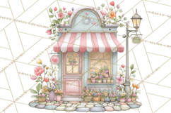 Watercolor Spring Town Clipart, Whimsical Pastel Village Product Image 4