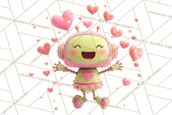 Valentine Robot Clipart PNG, Cute Valentine Robots, Kids Product Image 4