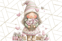 Valentine Gnome Clipart PNG, Gnome Girl Valentine Clip Art Product Image 4