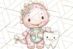 Dinosaur Dentist Clipart Cute Pediatric Dental PNG Product Image 5