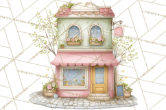 Watercolor Spring Town Clipart, Whimsical Pastel Village Product Image 5