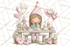 Valentine Gnome Clipart PNG, Gnome Girl Valentine Clip Art Product Image 5