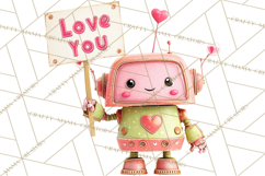 Valentine Robot Clipart PNG, Cute Valentine Robots, Kids Product Image 5