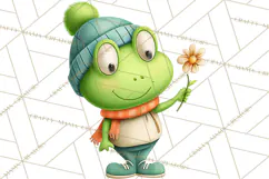 Cute Frog Couple Clipart, Baby Frogs Romantic Png Product Image 5