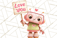 Valentine Robot Clipart PNG, Cute Valentine Robots, Kids Product Image 2
