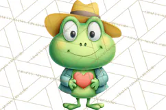 Cute Frog Couple Clipart, Baby Frogs Romantic Png Product Image 2