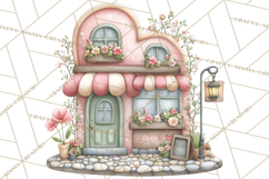 Watercolor Spring Town Clipart, Whimsical Pastel Village Product Image 3