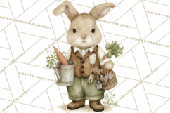 Vintage Spring Bunny Clipart, Whimsical Bunny Gardening Product Image 3
