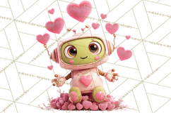 Valentine Robot Clipart PNG, Cute Valentine Robots, Kids Product Image 3