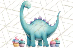 Dinosaur Birthday Clipart PNG, Watercolor Dino Birthday Product Image 3