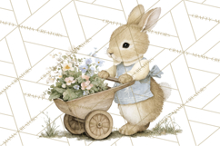 Vintage Spring Bunny Clipart, Whimsical Bunny Gardening Product Image 4