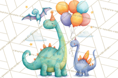 Dinosaur Birthday Clipart PNG, Watercolor Dino Birthday Product Image 5