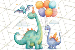 Dinosaur Birthday Clipart PNG, Watercolor Dino Birthday Product Image 5